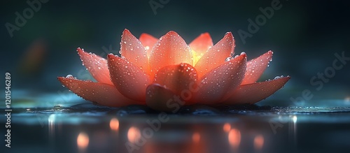 Dew-Kissed Lotus: A Serene Aquatic Bloom in Soft Light photo