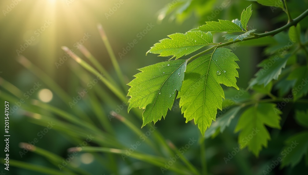 Plant leaves glowing under sunlight in a vibrant garden. Plant leaves glowing under sunlight in a vibrant garden.