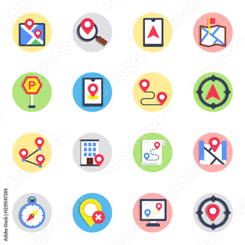 Pack of Maps and Navigation Flat icon