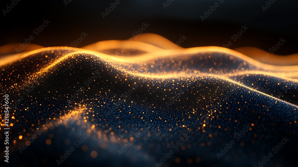 Golden Glittering Waves Abstract Dark Background Golden Glittering Waves Abstract Dark Background