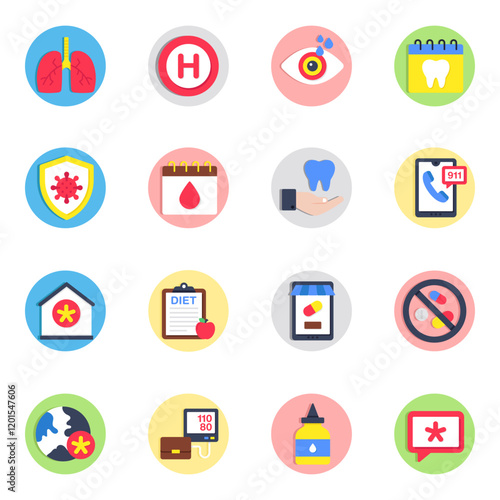 Set of Medical and Biology Flat Icons