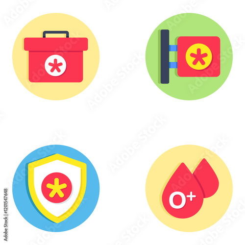 Set of Medical and Healthcare Flat Icons