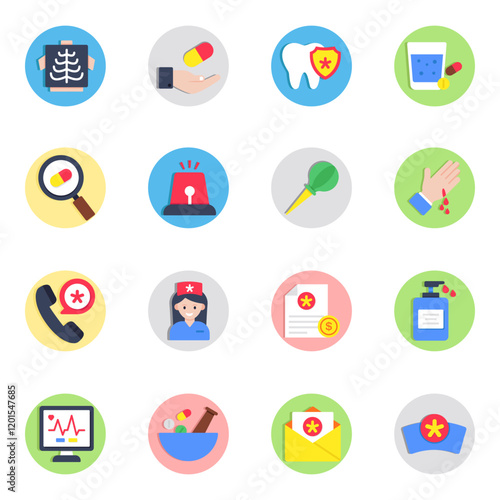 Set of Pharmaceutical Flat Icons