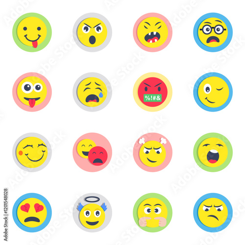 Pack of Smiley Flat Icons