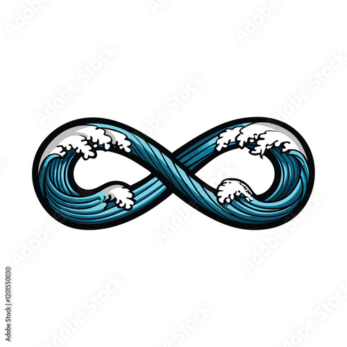 A mesmerizing infinity loop filled with dynamic, flowing ocean wave patterns. The waves create a sense of perpetual motion and rhythm.