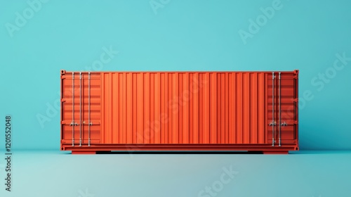 Intermodal container flat design front view, 3D render, Split complementary color scheme  photo