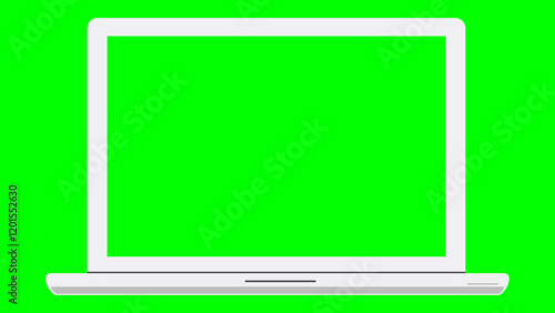 Принти на полотні Close up of a white laptop computer with chroma key monitor