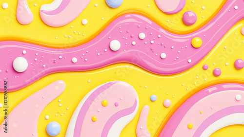 Colorful abstract background with pink and yellow waves
