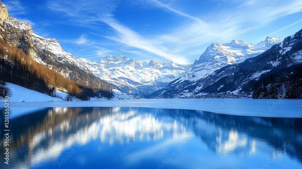 Breathtaking Winter Mountain Lake Scenery Breathtaking Winter Mountain Lake Scenery