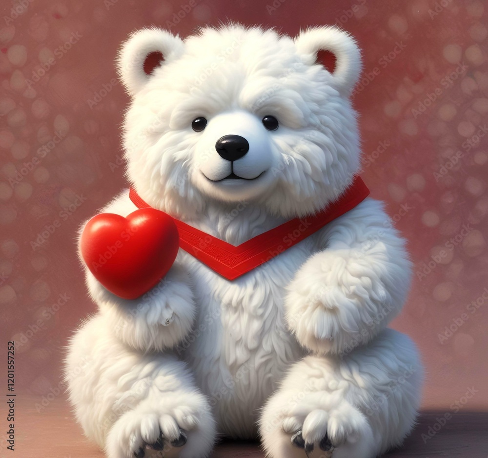 Illustration of fluffy bear with red heart. Illustration of fluffy bear with red heart.