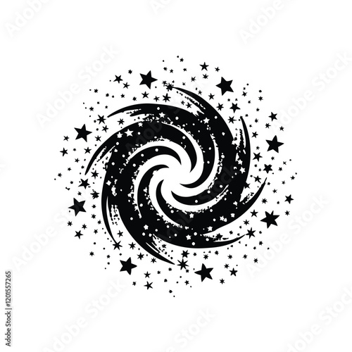 A captivating image of a spiral galaxy with a mesmerizing swirling pattern, featuring unevenly distributed stars. The cosmic dust and gas create a vibrant tapestry of color and light.