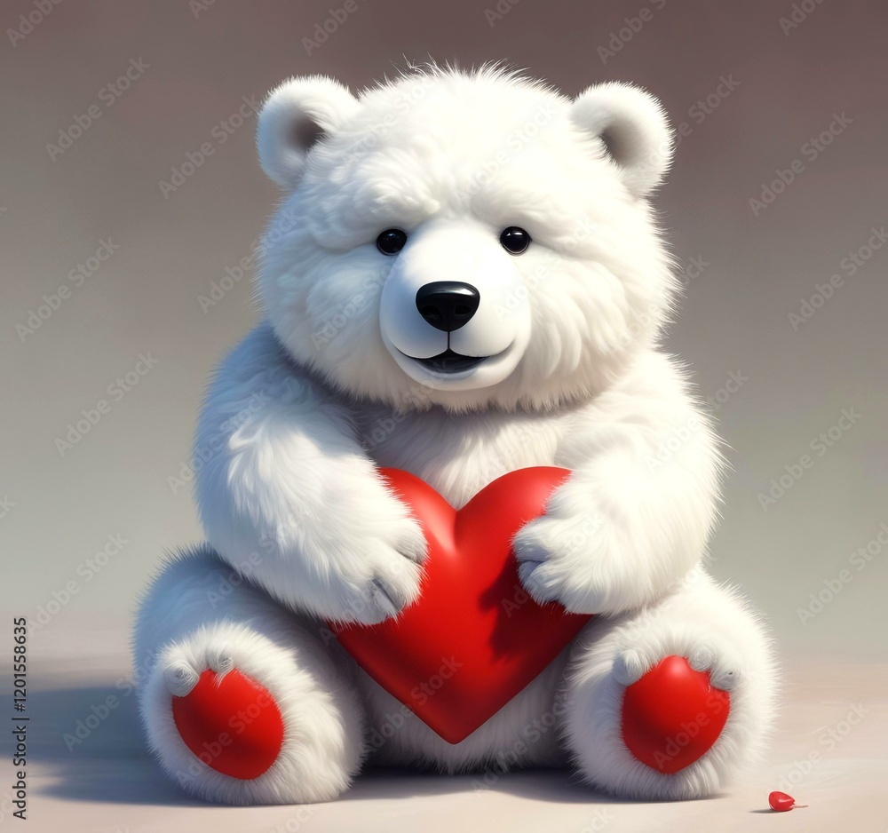 Illustration of fluffy bear with red heart. Illustration of fluffy bear with red heart.
