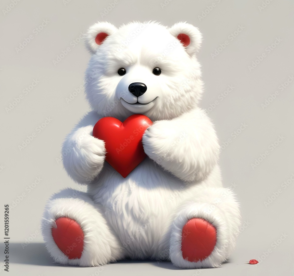 Illustration of fluffy bear with red heart. Illustration of fluffy bear with red heart.