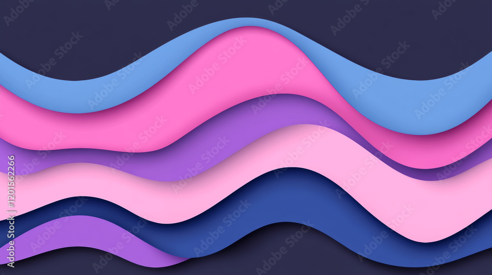 Fototapeta premium Colorful abstract waves in pink and blue tones