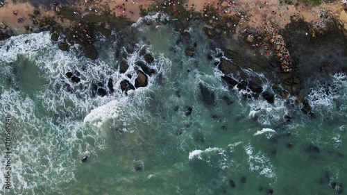 Wallpaper Mural Aerial drone shot capturing the charm of Kanyakumari's city lights and ocean reflections at sunset. Torontodigital.ca