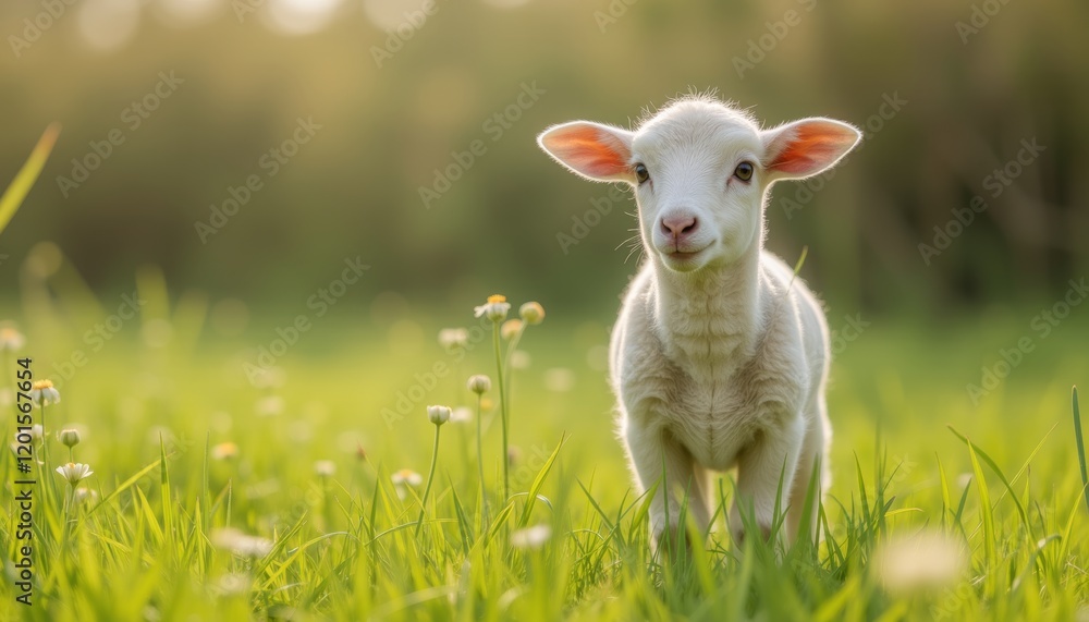 Lamb standing in a sunny green meadow. Lamb standing in a sunny green meadow.