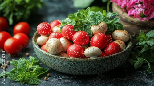 Fresh vegetables in a rustic bowl on a wooden table