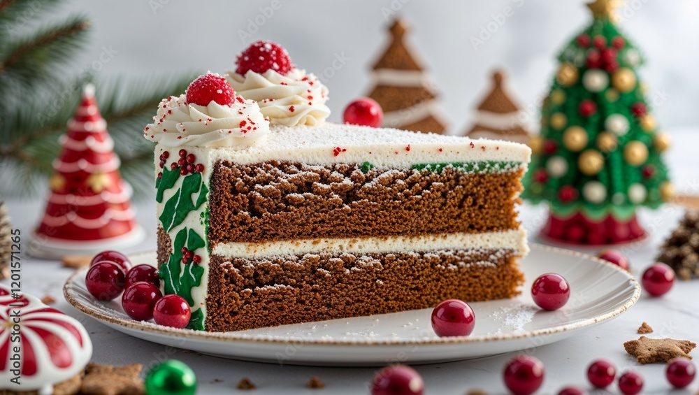 Christmas cake with berries, chocolate, and nuts Christmas cake with berries, chocolate, and nuts