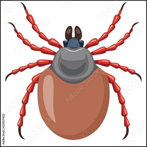A tick is depicted in a cartoon style