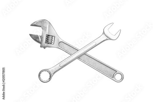 Принти на полотні Crossed wrenches isolated on white background with clipping path.