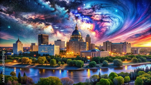 Surreal Saskatchewan Capital Cityscape: Dreamlike Regina at Night