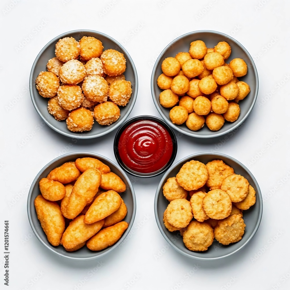 Chikecn nuggets and fry supper food for eating white background. Chikecn nuggets and fry supper food for eating white background.