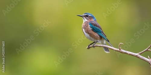 Bluethroat bird (Luscinia svecica) perched elegantly on a branch in a natural setting, habitat, nature