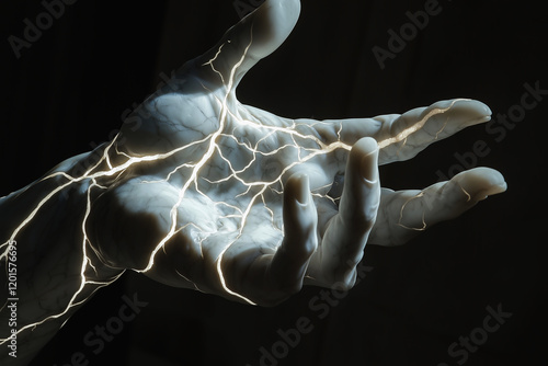 Hand of Midas. Close up. Fragment of a marble statue. Ancient Greek and Roman mythology. photo