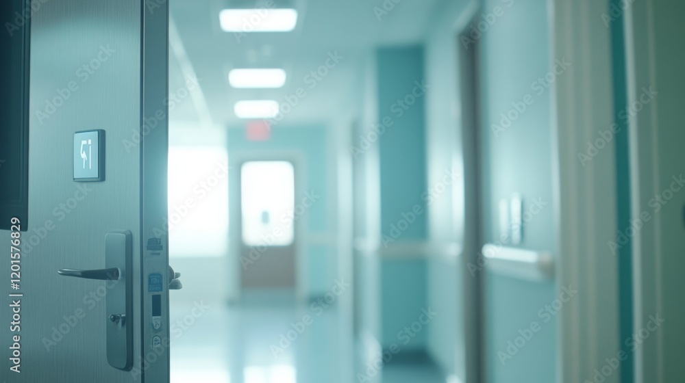 Open door with exit sign, symbolizing the freedom and opportunity to leave behind the past and embrace new beginnings, encouraging a sense of liberation and forward movement.	