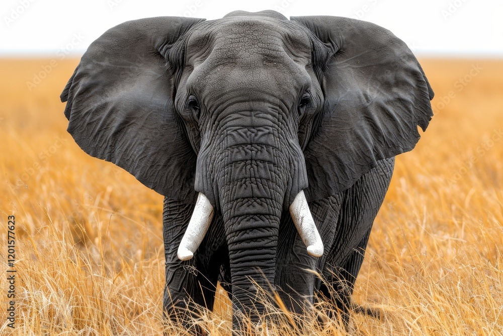 Naklejka premium Majestic elephant roaming the african savannah a symbol of wildlife s beauty and strength