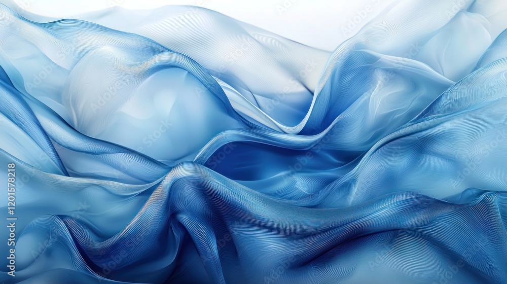 Obraz premium Abstract Blue Silk Fabric Drapery: A Serene and Elegant Textile Artwork