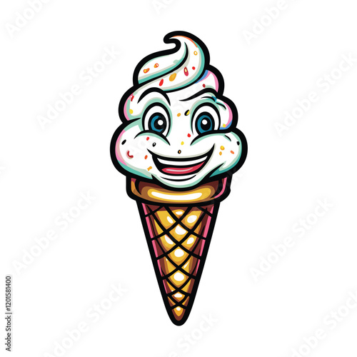 Create a playful logo for an ice cream parlor with a whimsical ice cream cone character.