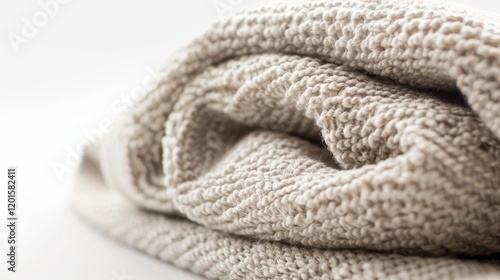 A soft, textured beige blanket draped elegantly, suggesting comfort and warmth.