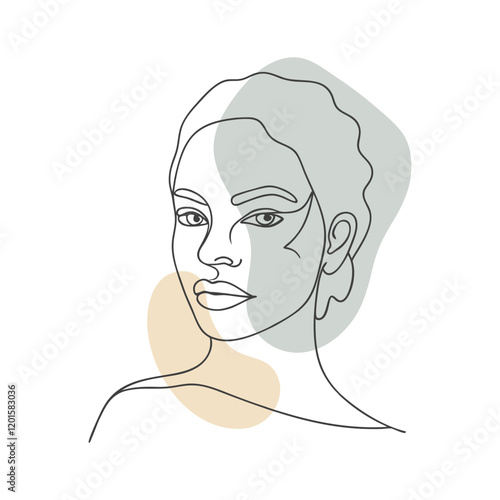 Abstract portrait of a beautiful young woman. Line art. Hand drawn illustration in sketch style.