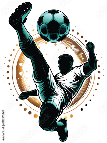 Design a t-shirt featuring a dynamic illustration of a basketball player executing a mid-air bicycle kick, capturing the energy and athleticism of the sport.