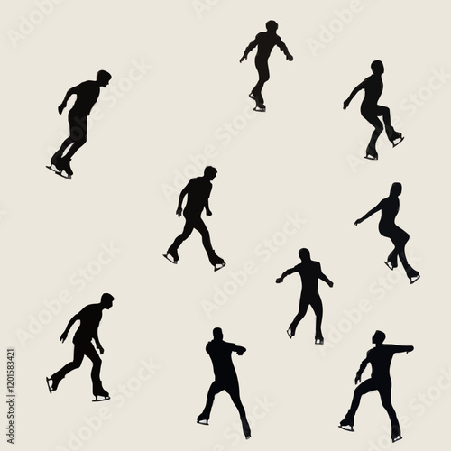 Wallpaper Mural Simple Black Silhouettes of 10 Humans Performing Various Sports on a White Background Torontodigital.ca