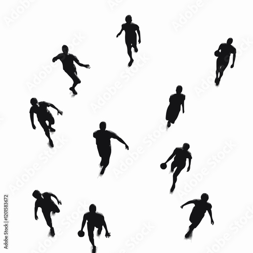 Wallpaper Mural Simple Black Silhouettes of 10 Humans Performing Various Sports on a White Background Torontodigital.ca