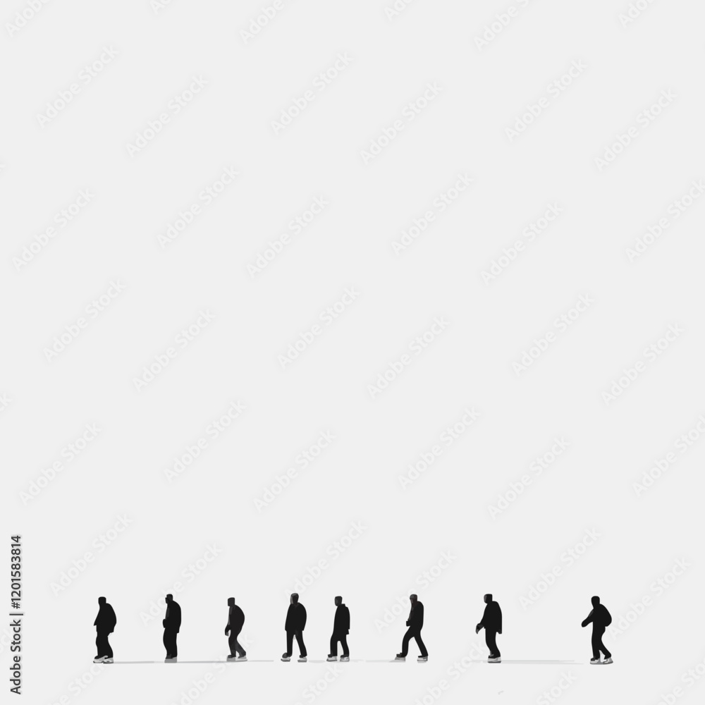 Simple Black Silhouettes of 10 Humans Performing Various Sports on a White Background Simple Black Silhouettes of 10 Humans Performing Various Sports on a White Background