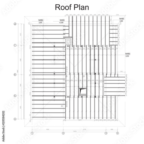 Architectural drawing of a private house roof plan