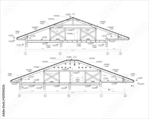 Architectural drawing of a private house roof plan