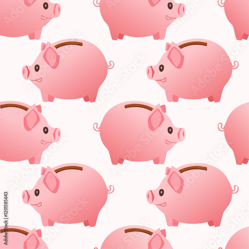 Nahtloses Muster aus Rosa Schweinchen mit Schlitz - ein Sparschwein