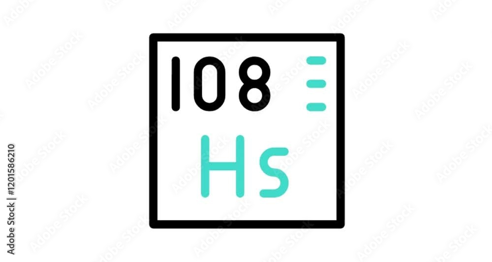 chemical element sign with atomic number Hs 108 chemical element sign with atomic number Hs 108