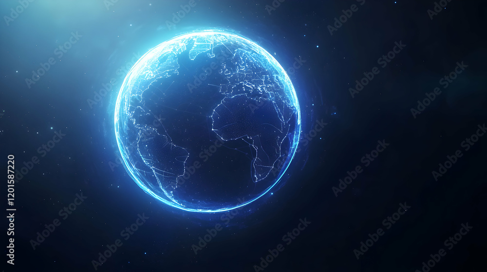 Fototapeta premium Global earth visualization space digital art cosmic environment aerial perspective planetary awareness