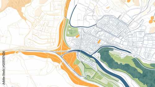 City River Landscape Urban Planning Development Map