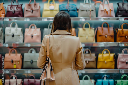 Woman shopping and carrying an eco bag in supermarket generative ai photo