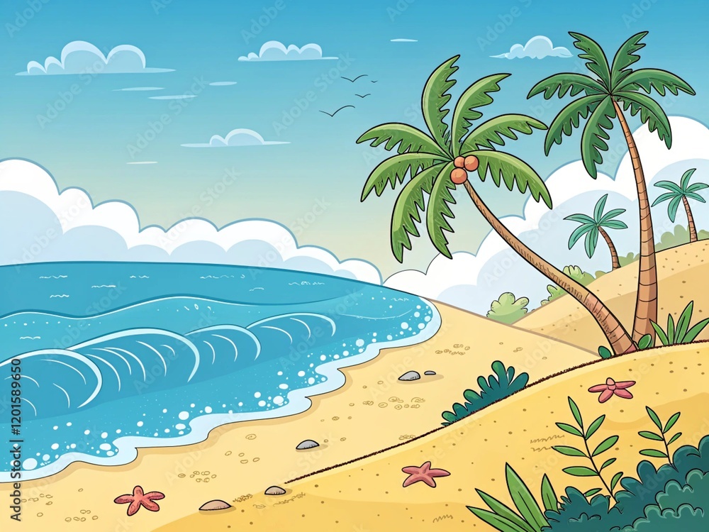 Obraz premium Cartoon landscape background