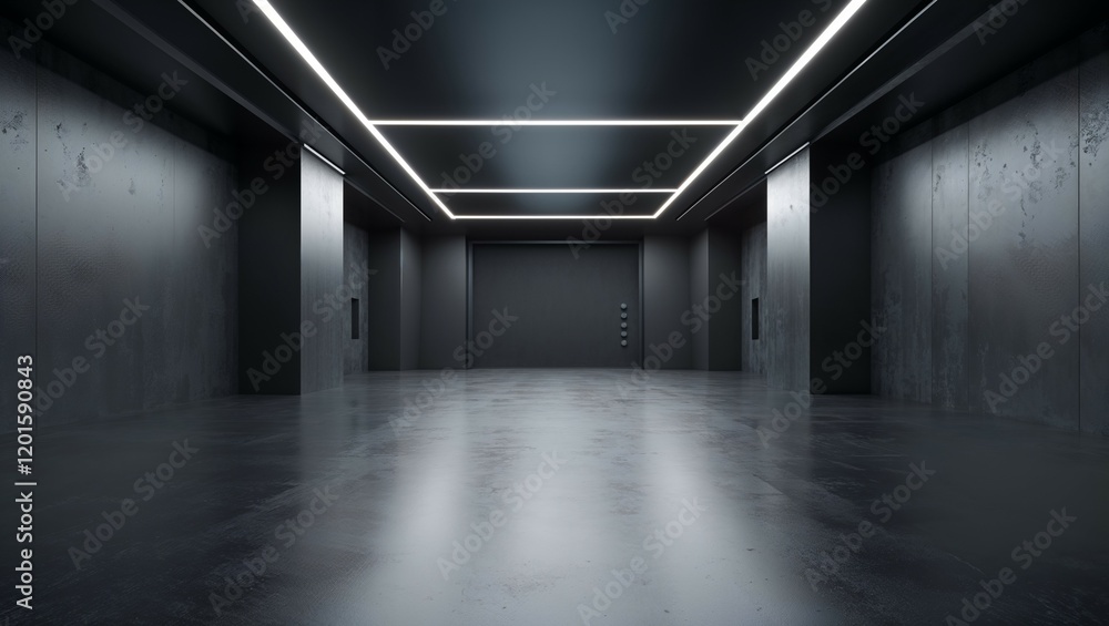 Empty room with light and a window in a corridor Empty room with light and a window in a corridor