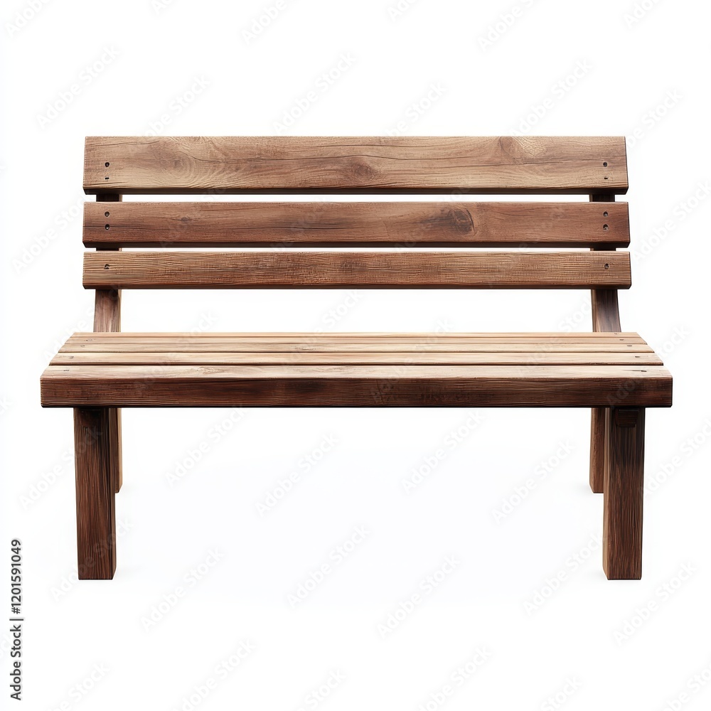 Minimalist Wooden Bench, Isolated on White Background, Modern Design, Simplicity, Furniture, Clean Lines