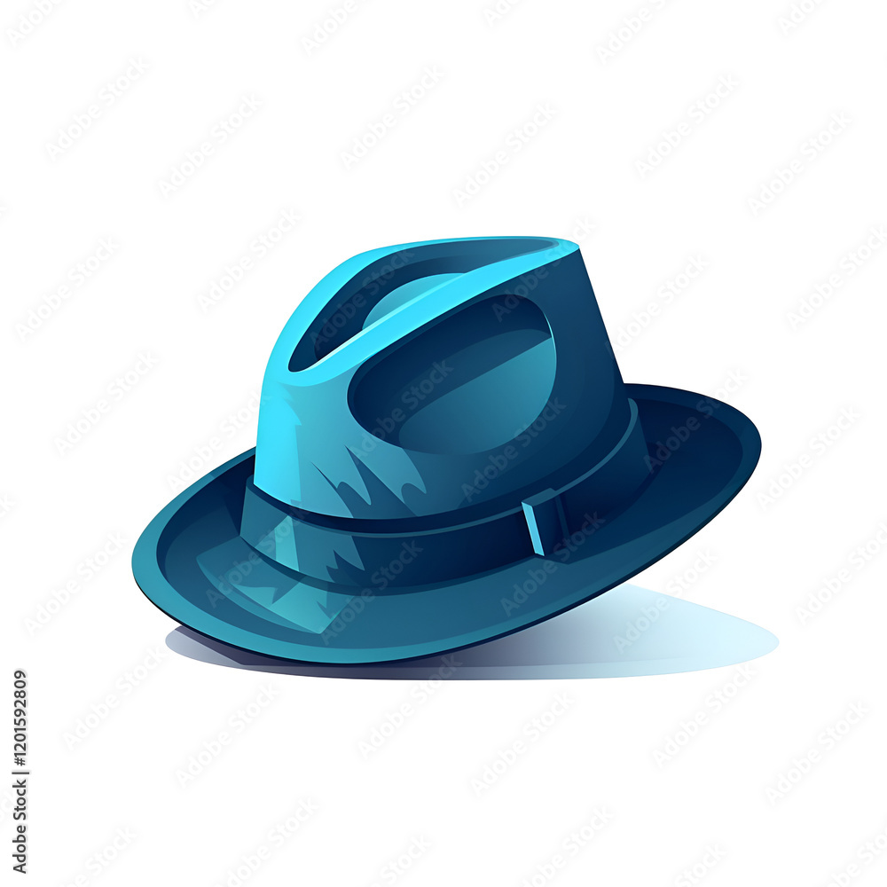 Fototapeta premium Blue Fedora Hat. Classic Men's Fashion Accessory