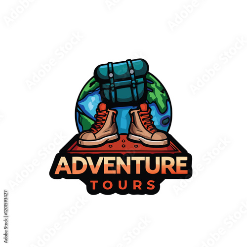 Design a vibrant and energetic logo for an adventure travel company. The logo should incorporate elements that represent travel, exploration, and excitement.